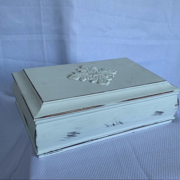 Vintage White Wooden Jewelry Box